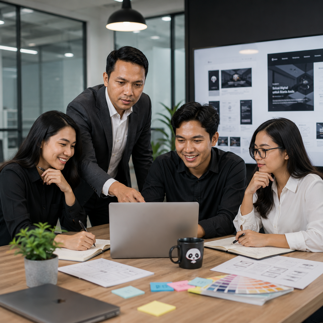 Tim JasaPanda dalam sesi diskusi kreatif untuk project klien