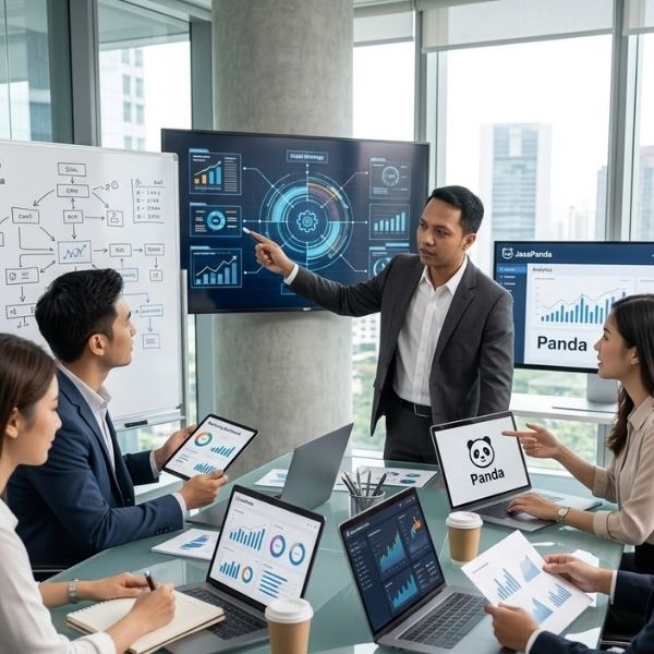 Kolaborasi tim JasaPanda dalam menyusun strategi digital