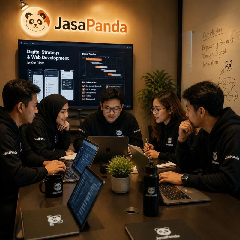 Tim JasaPanda mengerjakan project digital untuk klien