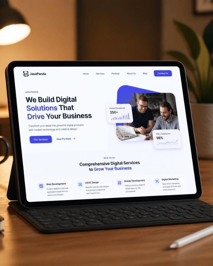 Preview website bisnis modern yang dibuat JasaPanda