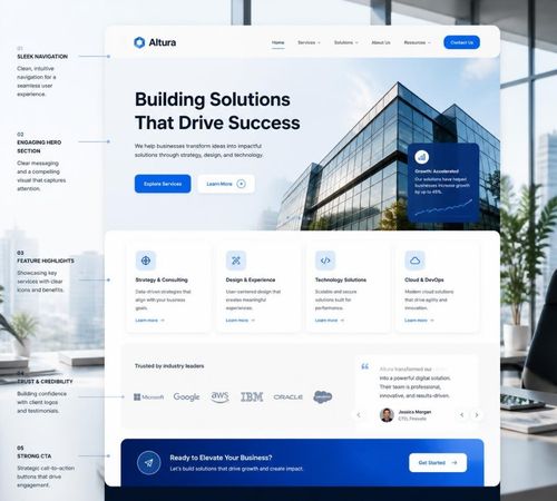 Detail desain interface website bisnis